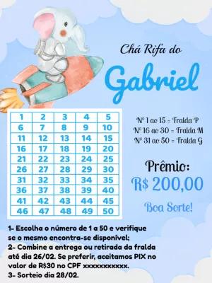 Rifa Chá de Bebê Elefante Astronauta para Editar Online