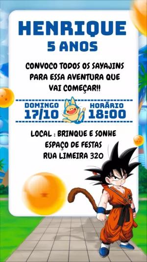 Convite Aniversário Dragon Ball Z com Goku para Editar Online