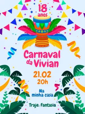Convite de Aniversário Carnaval Colorido para Editar Online