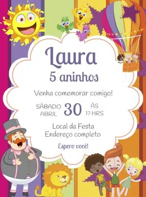 Convite Aniversário Mundo Bita para Editar Online