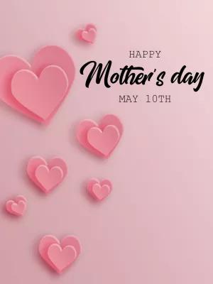 Happy Mother's Day Card with Hearts to Edit Online