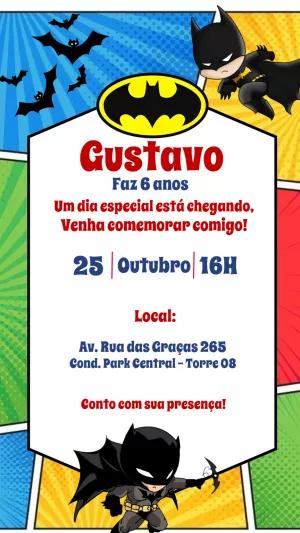 Convite de Aniversário Batman para Editar Online