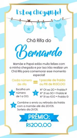 Convite Chá Rifa Menino Varal de Roupas para Editar Online