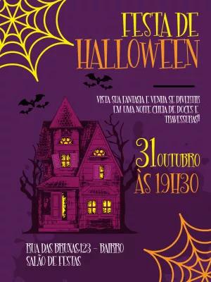Convite de Halloween com Casa Mal-Assombrada para Editar Online