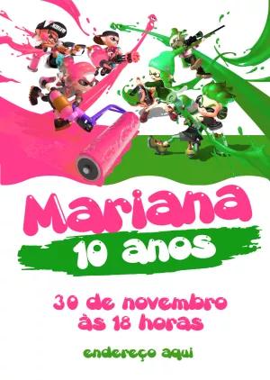 Convite de Aniversário Splatoon para Editar Online