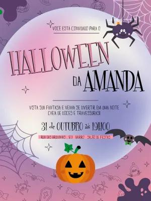 Convite de Halloween com Abóbora e Aranha para Editar Online