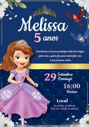 Convite de Aniversário Princesinha Sofia para Editar Online