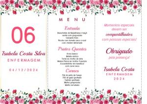 Menu de Formatura Floral com Rosas para Editar Online
