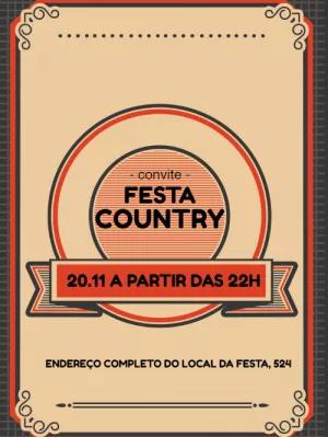 Convite de Festa Country Rústico para Editar Online