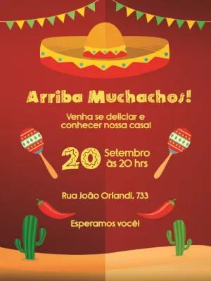 Convite Festa Mexicana com Sombrero e Cactos para Editar Online