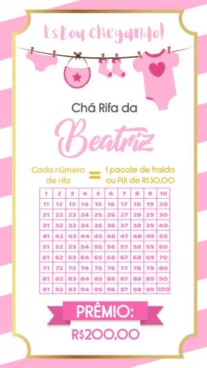 Convite Chá Rifa Menina Varal de Roupas para Editar Online