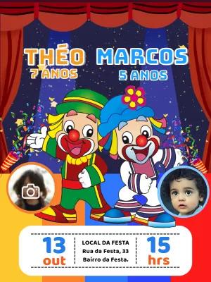 Convite Aniversário Duplo Patati Patatá com Foto para Editar