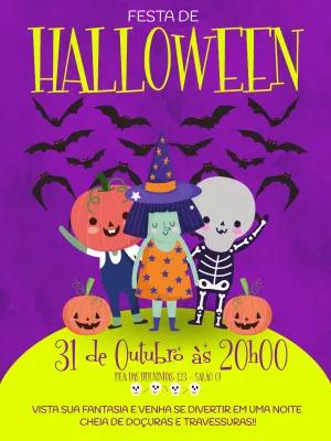 Convite de Halloween com Monstros Fofos para Editar Online