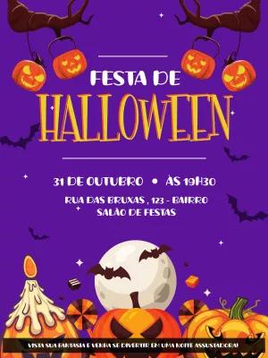 Convite Festa de Halloween com Abóboras para Editar Online