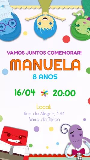 Convite Aniversário Divertida Mente com Personagens para Editar