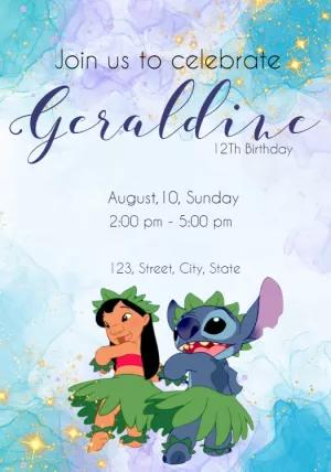 Stitch Birthday Party Invitation Editable Online