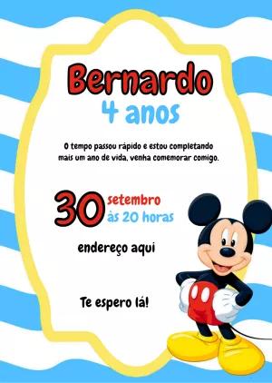 Convite de Aniversário Mickey Mouse para Editar Online