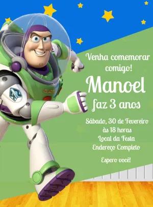 Convite Aniversário Toy Story Buzz Lightyear para Editar Online