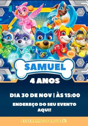 Convite de Aniversário Patrulha Canina Super Filhotes para Editar