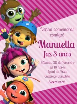 Convite de Aniversário Beat Bugs com Personagens para Editar