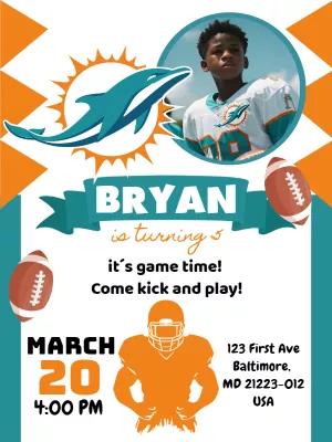 Editable Football Birthday Photo Invitation to Customize Online