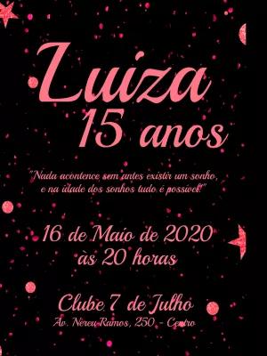 Convite de 15 Anos Rosa e Preto Glitter para Editar Online