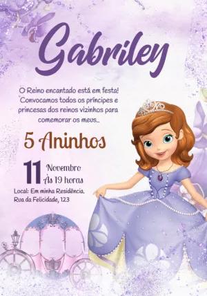 Convite Aniversário Princesinha Sofia para Editar Online