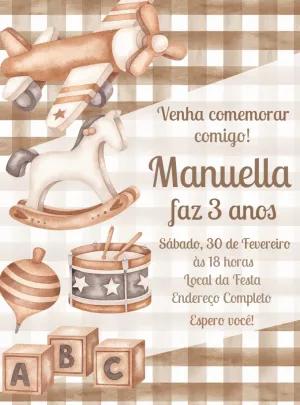 Convite Aniversário Brinquedos Lúdicos para Editar Online