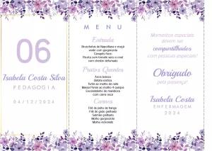Menu de Formatura Floral Triângulo para Editar Online