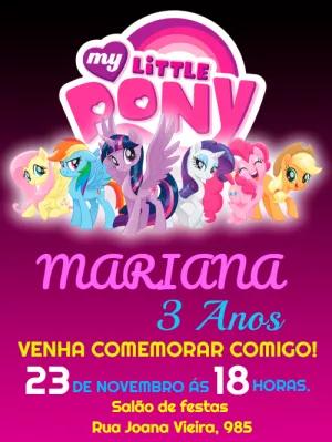 Convite de Aniversário My Little Pony para Editar Online