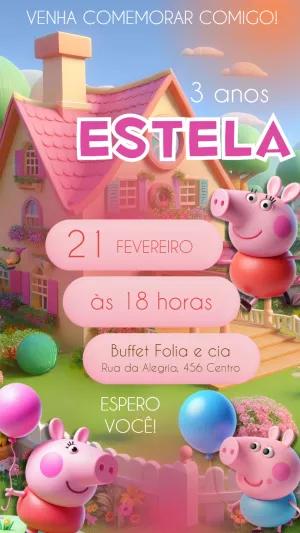 Convite de Aniversário Peppa Pig Editável Online