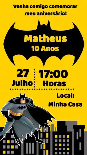 Convite de Aniversário Batman do Morcego para Editar Online