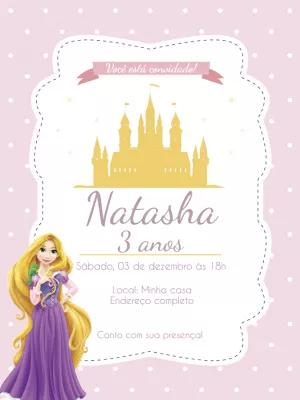 Convite Aniversário Rapunzel da Disney para Editar Online