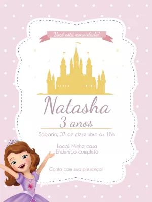 Convite de Aniversário Princesa Sofia e Castelo Mágico Editável