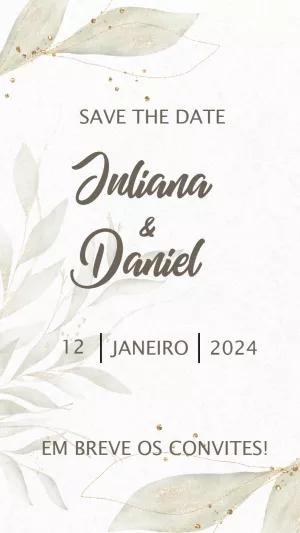 Save the Date Casamento Floral Elegante para Editar Online