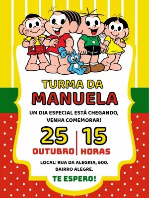 Convite de Aniversário Turma da Mônica para Editar Online