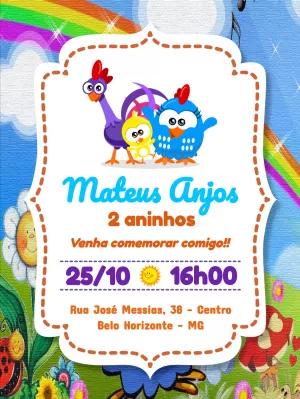 Convite Aniversário Galinha Pintadinha com Personagens para Editar