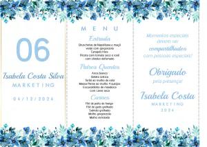 Menu de Formatura Floral Azul Triângulo para Editar Online