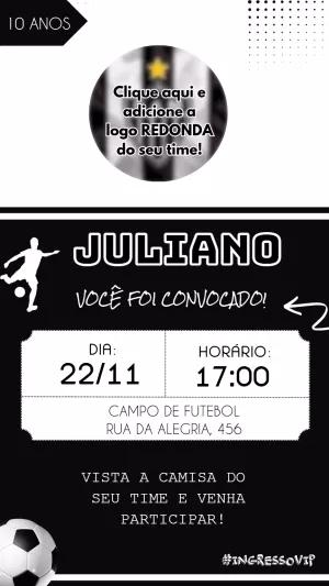 Convite de Aniversário Futebol com Logo do Time para Editar