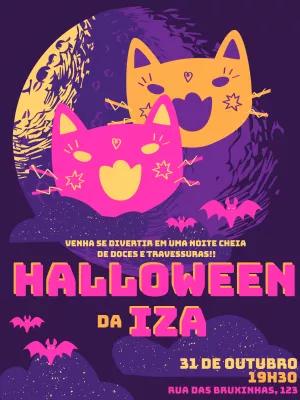 Convite de Halloween com Gatinhos para Editar Online