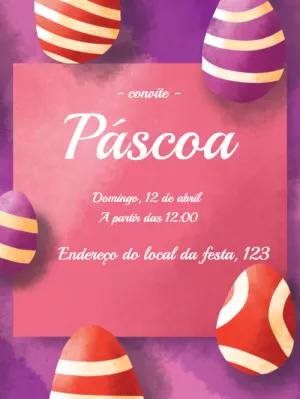 Convite de Páscoa com Ovos em Aquarela para Editar Online