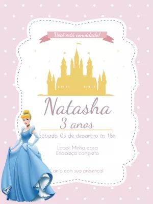 Convite de Aniversário Princesa Cinderela para Editar Online