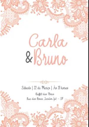 Convite de Casamento com Renda Rosa Delicada para Editar