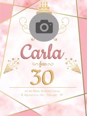 Convite de Aniversário Feminino com Foto para Editar Online