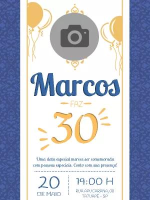 Convite de Aniversário Masculino com Foto para Editar Online