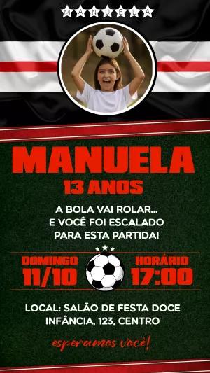 Convite Aniversário Futebol com Foto para Editar Online