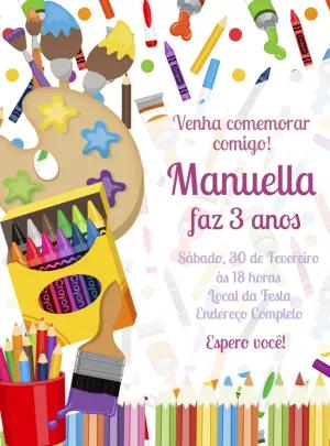 Convite de Aniversário Pintando o 7 para Editar Online