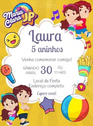 Convite de Aniversário Maria Clara e JP para Editar Online