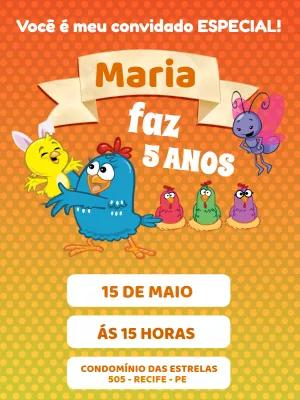 Convite de Aniversário Galinha Pintadinha para Editar Online