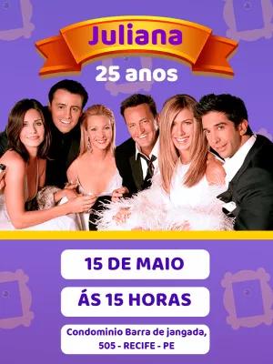 Convite de Aniversário Friends com Personagens para Editar Online